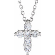 14K White 1/4 CTW Lab-Grown Diamond Cross 18' Necklace