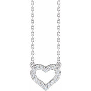 14K White 1/5 CTW Lab-Grown Diamond Heart 16-18' Necklace