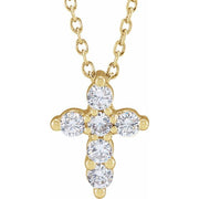 14K Yellow 1/4 CTW Lab-Grown Diamond Cross 18' Necklace