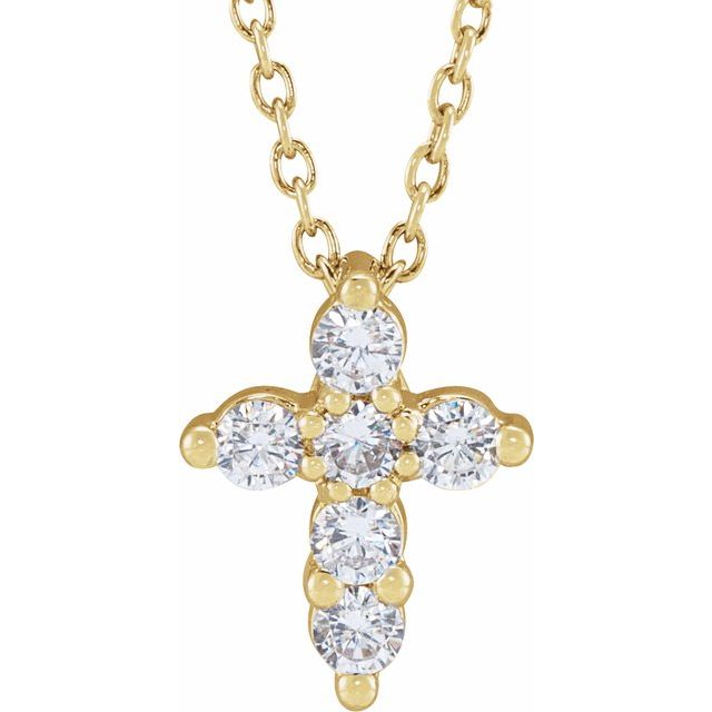 14K Yellow 1/4 CTW Lab-Grown Diamond Cross 18' Necklace