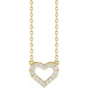 14k Yellow 1/5 Ctw Lab-grown Diamond Heart 16-18' Necklace