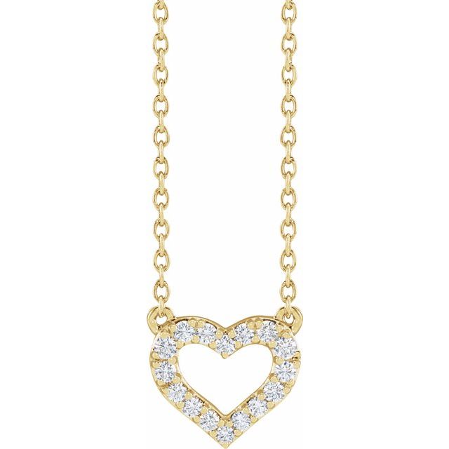 14k Yellow 1/5 Ctw Lab-grown Diamond Heart 16-18' Necklace