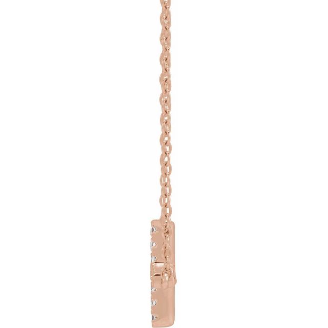 14K Rose 1/6 CTW Lab-Grown Diamond Sideways Cross 16-18' Necklace
