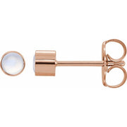 14K Rose Natural Rainbow Moonstone Bezel-Set Earring