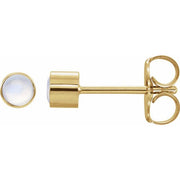 14K Yellow Natural Rainbow Moonstone Bezel-Set Earring