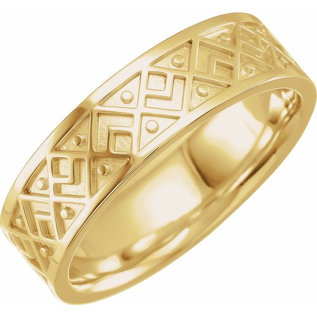 14K Yellow 6 mm Geometric Band Size 8