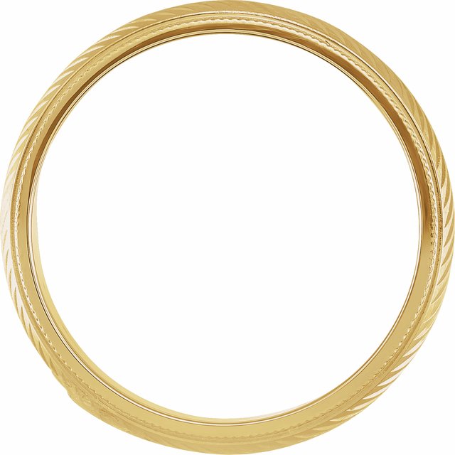 14K Yellow 6 mm Milgrain Herringbone Pattern Band with Satin Finish Size 8