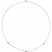 14k White 1/5 Ctw Natural Diamond 3-station 18' Necklace
