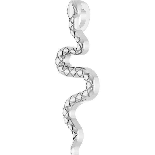 14K White 19.5x6.7 mm Snake Pendant