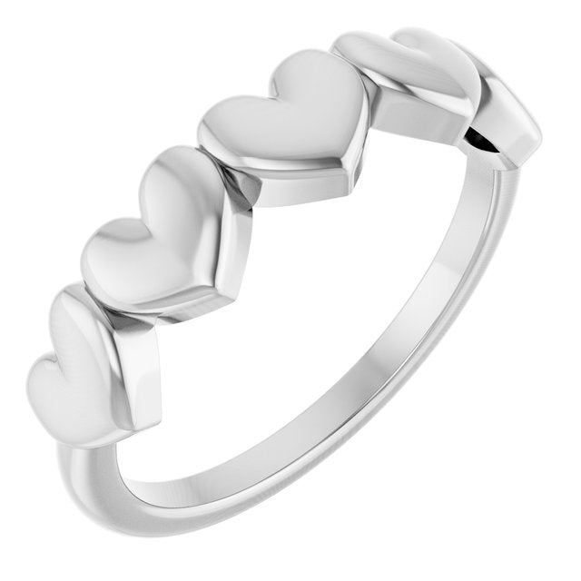 14k White Heart Ring