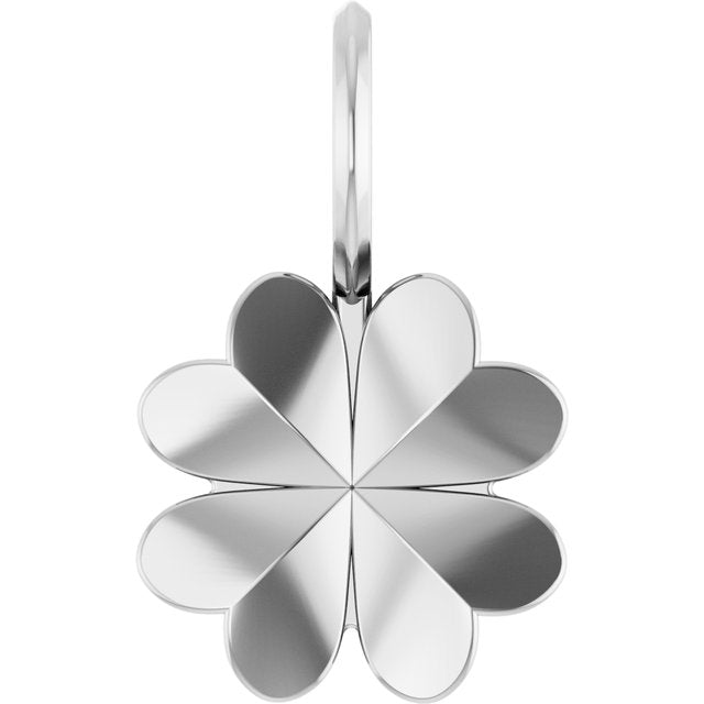 14k White Four-leaf Clover Charm/pendant