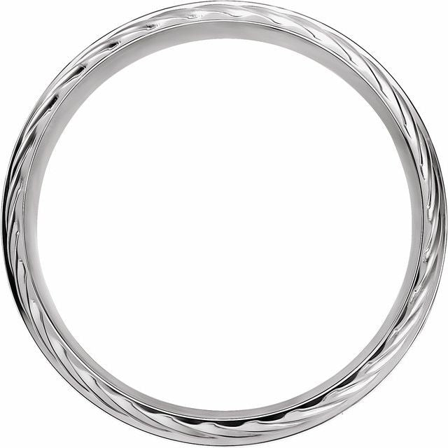 14K White Single Sided Rope Edge Band