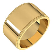 14K Yellow 11 mm Milgrain Flat Band Size 7