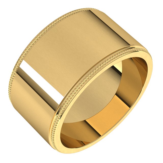 14K Yellow 11 mm Milgrain Flat Band Size 7