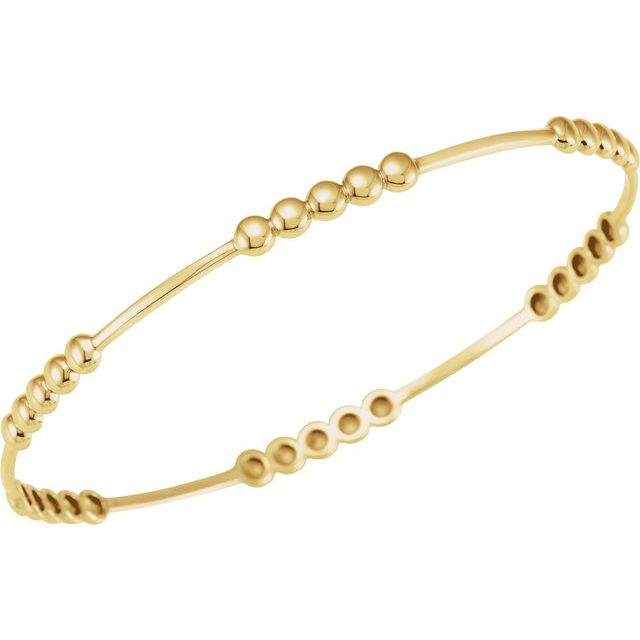 14K Yellow 3.6 mm Beaded Bangle 7 3/4' Bracelet