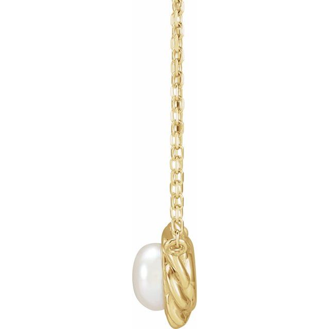 14K Yellow Cultured White Freshwater Pearl 18' Necklace