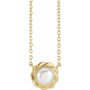 14K Yellow Cultured White Freshwater Pearl 18' Necklace