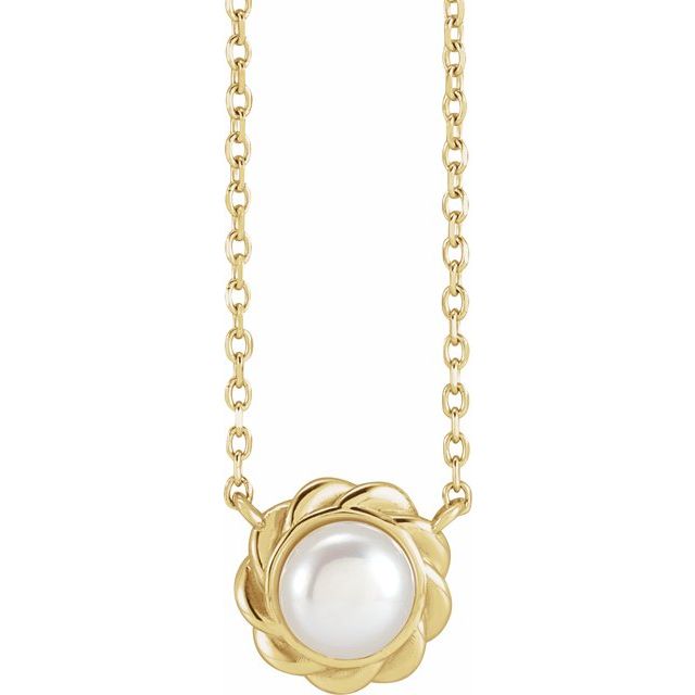 14K Yellow Cultured White Freshwater Pearl 18' Necklace