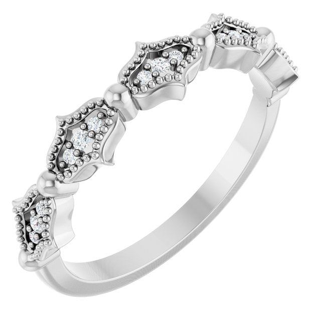 14K White .05 CTW Natural Diamond Anniversary Band