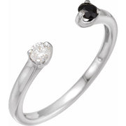 14K White Natural Black Onyx & 1/10 CT Natural Diamond Negative Space Ring
