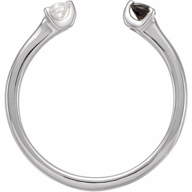 14K White Natural Black Onyx & 1/10 CT Natural Diamond Negative Space Ring