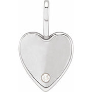 14K White .02 CT Natural Diamond Engravable Heart Charm/Pendant