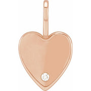 14k Rose .02 Ct Natural Diamond Engravable Heart Charm/pendant