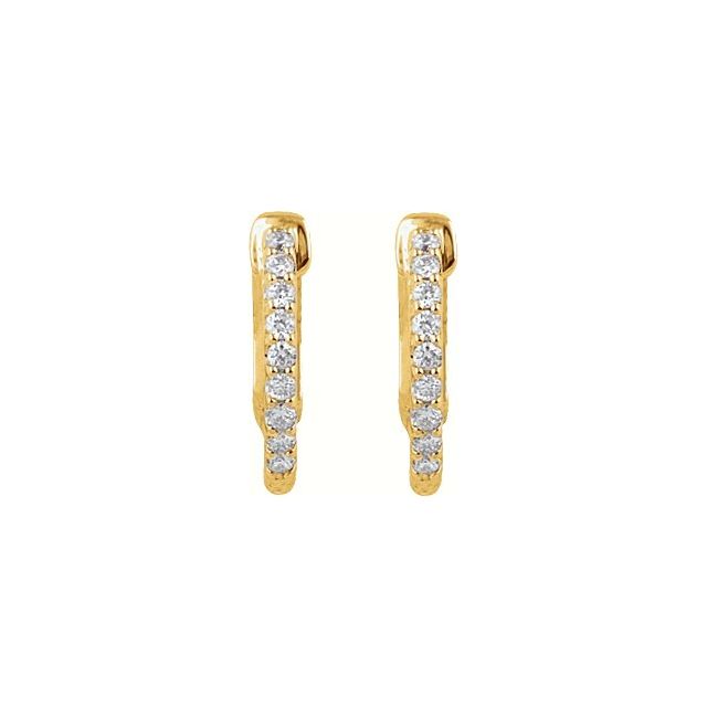 14k Yellow 1/4 Ctw Natural Diamond Inside-outside 14.5 Mm Hinged Hoop Earrings