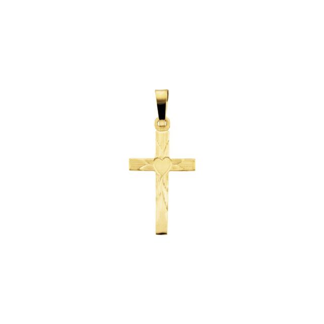 14K Yellow 19x11 mm Cross with Heart Pendant