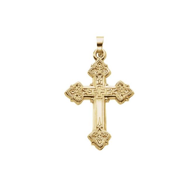 14K Yellow 26x20 mm Hollow Cross Pendant