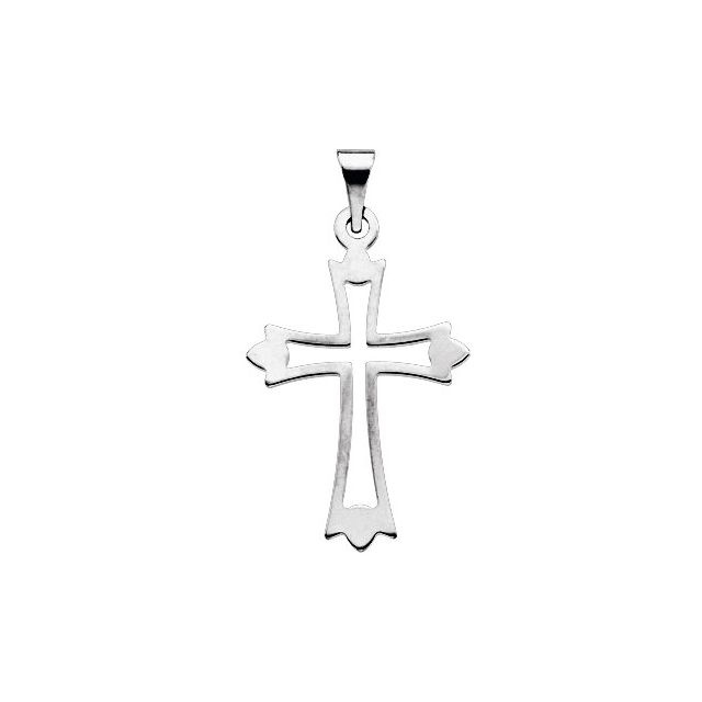 14K White 24x18 mm Cross Pendant
