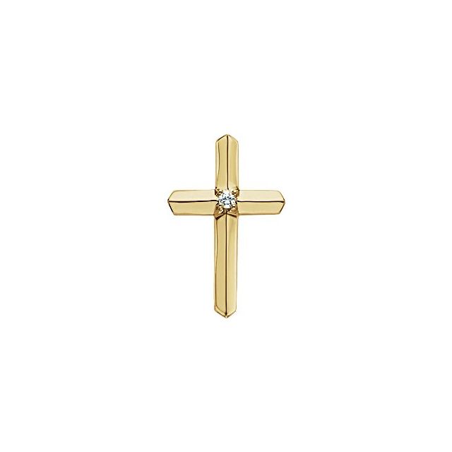 14K Yellow .03 CT Natural Diamond Cross Pendant