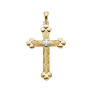 14K Yellow/White 1/10 CT Natural Diamond Cross Pendant