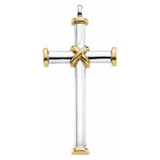 Sterling Silver & 14k Yellow 51x26.25 Mm Cross Pendant