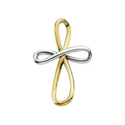 14K Yellow/White Infinity-Inspired Cross Pendant