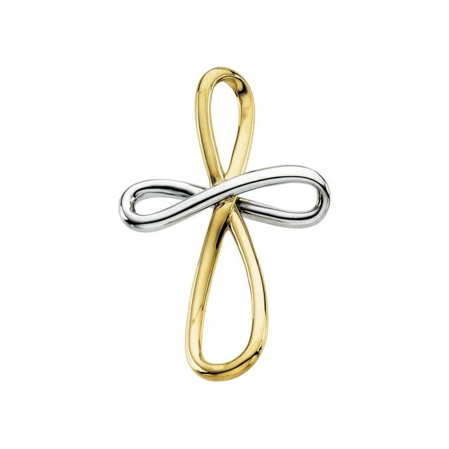 14K Yellow/White Infinity-Inspired Cross Pendant
