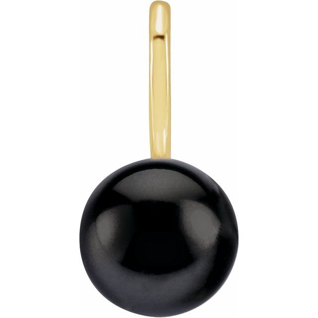 14K Yellow Cultured Black Akoya Pearl Charm/Pendant