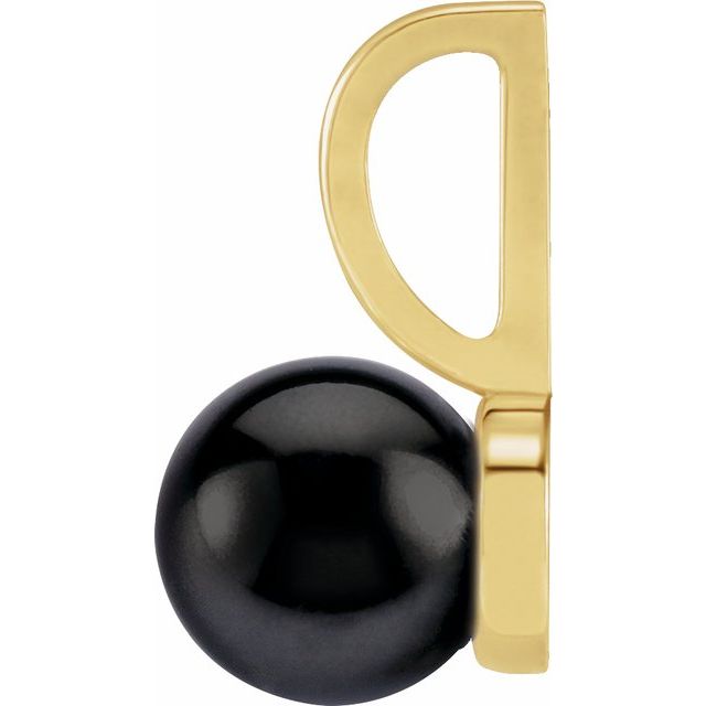 14K Yellow Cultured Black Akoya Pearl Charm/Pendant
