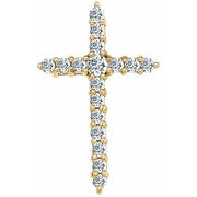 14k Yellow 1/3 Ctw Lab-grown Diamond Cross Pendant