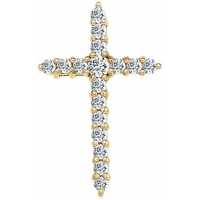 14k Yellow 1/3 Ctw Lab-grown Diamond Cross Pendant
