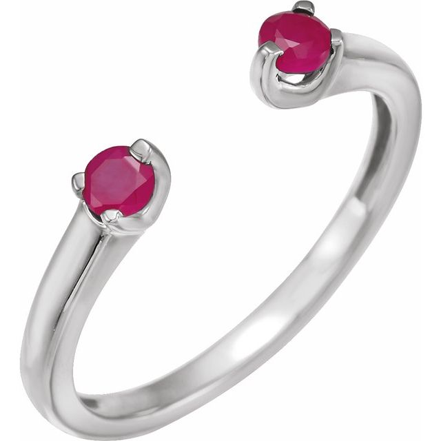 14K White Natural Ruby Negative Space Ring
