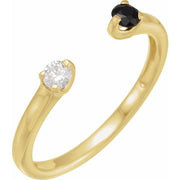 14K Yellow Natural Black Onyx & 1/10 CT Natural Diamond Negative Space Ring