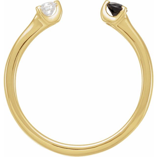 14K Yellow Natural Black Onyx & 1/10 CT Natural Diamond Negative Space Ring