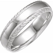Sterling Silver 6 mm Rope Edge Band Size 14
