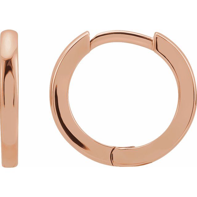 14K Rose Hinged 12.5 mm Hoop Earring