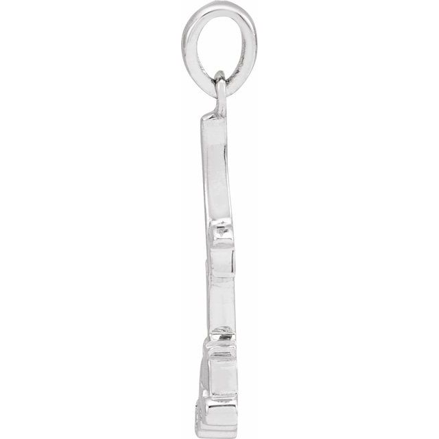 Sterling Silver 22.36x6.73 mm Rose Pendant