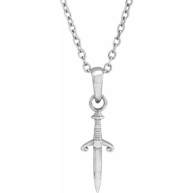 Sterling Silver Dagger 16-18' Necklace