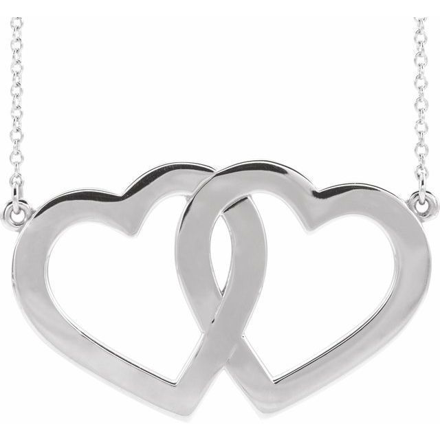 14K White Engravable Famly Heart 18' Necklace