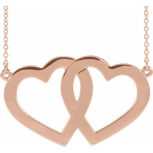 14K Rose Engravable Famly Heart 18' Necklace