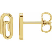 14K Yellow Paperclip Earrings